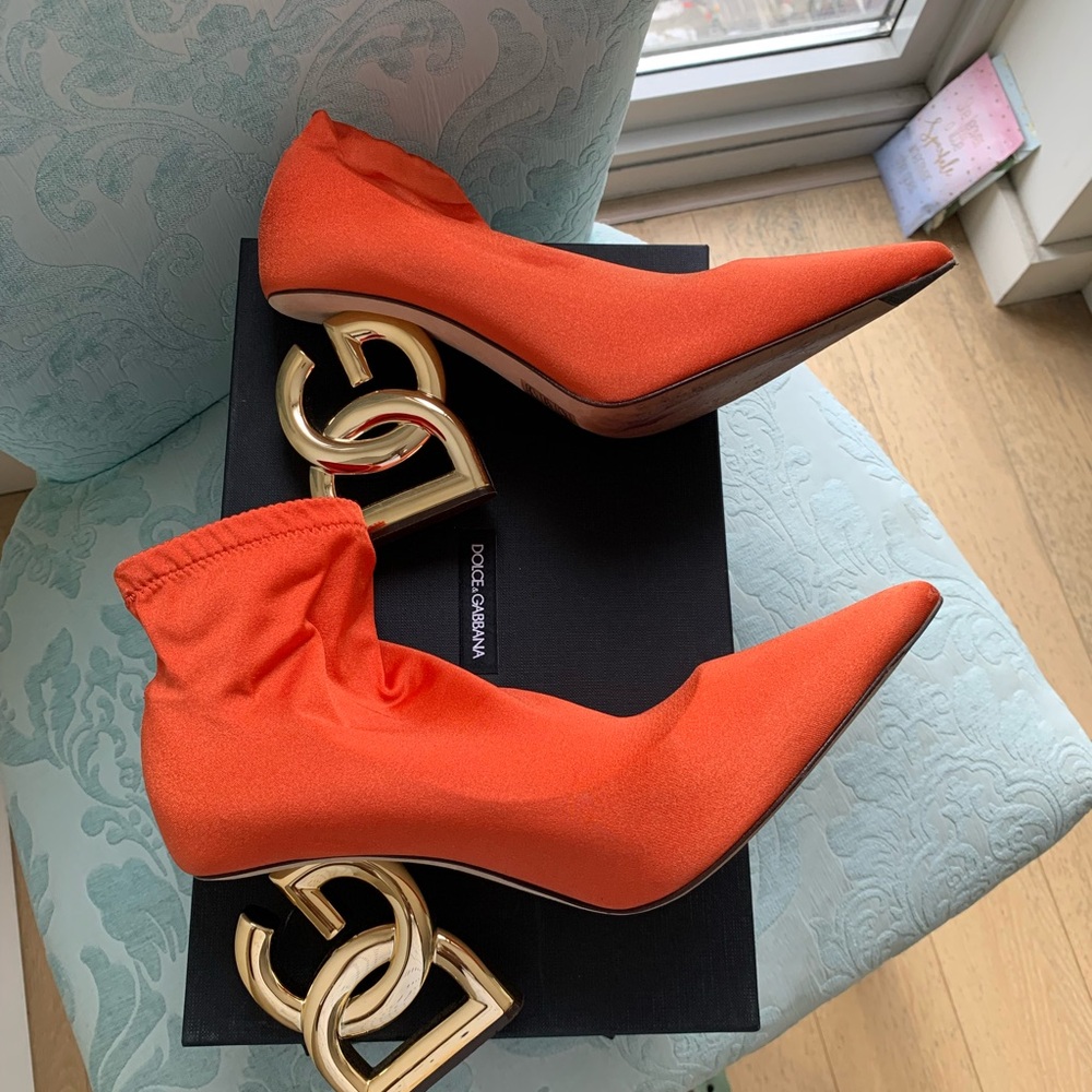 Dolce & Gabbana Orange Heels with Gold Accent
